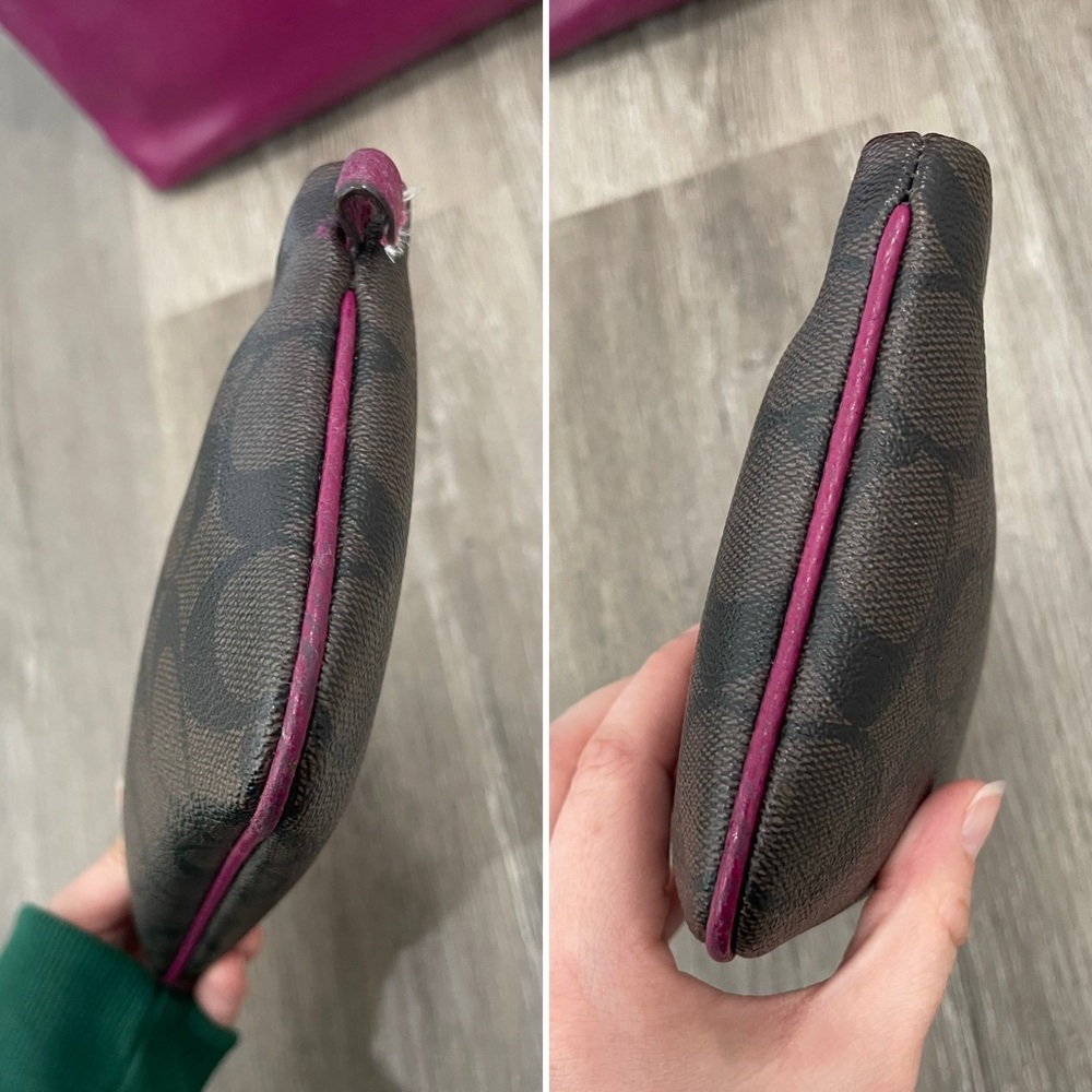 COACH✨Dahlia Purple & Gold Cross Grain Leather City Zip Tote & Wallet - Picture 15 of 16